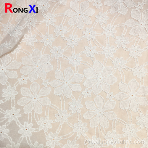 Solid Colour Cotton Fabric Eyelet Cotton Fabric Embroidered Fabric with Backbone Line Manufactory